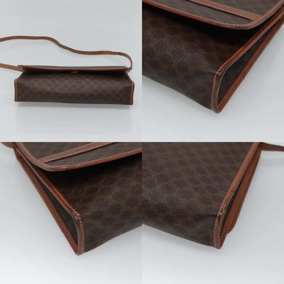 CELINE Macadam Canvas Shoulder Bag Pvc Leather Brown Gold - Picture 10 of 12